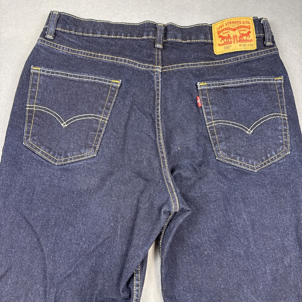 Levi Strauss JEANS MENS 36/32 550 Relaxed Fit Dark Blue Denim Straight Pockets